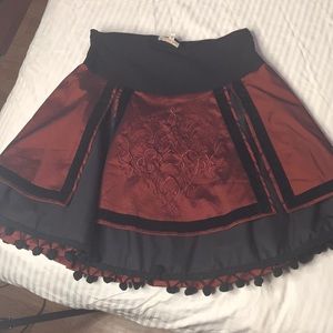 Fun flare matador skirt - Goth Renaissance black & burgundy panels tassels